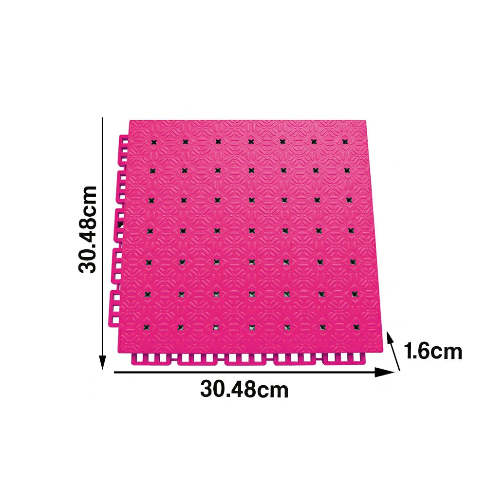 DUNK MASTER Interlocking Sports Flooring Tiles Non-Slip Drainage Court Flooring 10/20/30sqm Outdoor Basketball Court Playground Floor - Rose Red