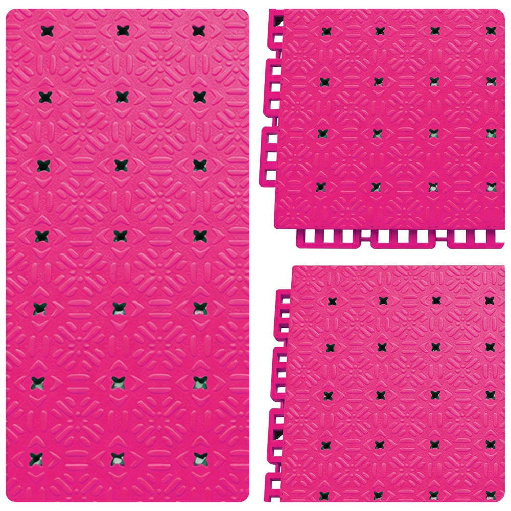 DUNK MASTER Interlocking Sports Flooring Tiles Non-Slip Drainage Court Flooring 10/20/30sqm Outdoor Basketball Court Playground Floor - Rose Red