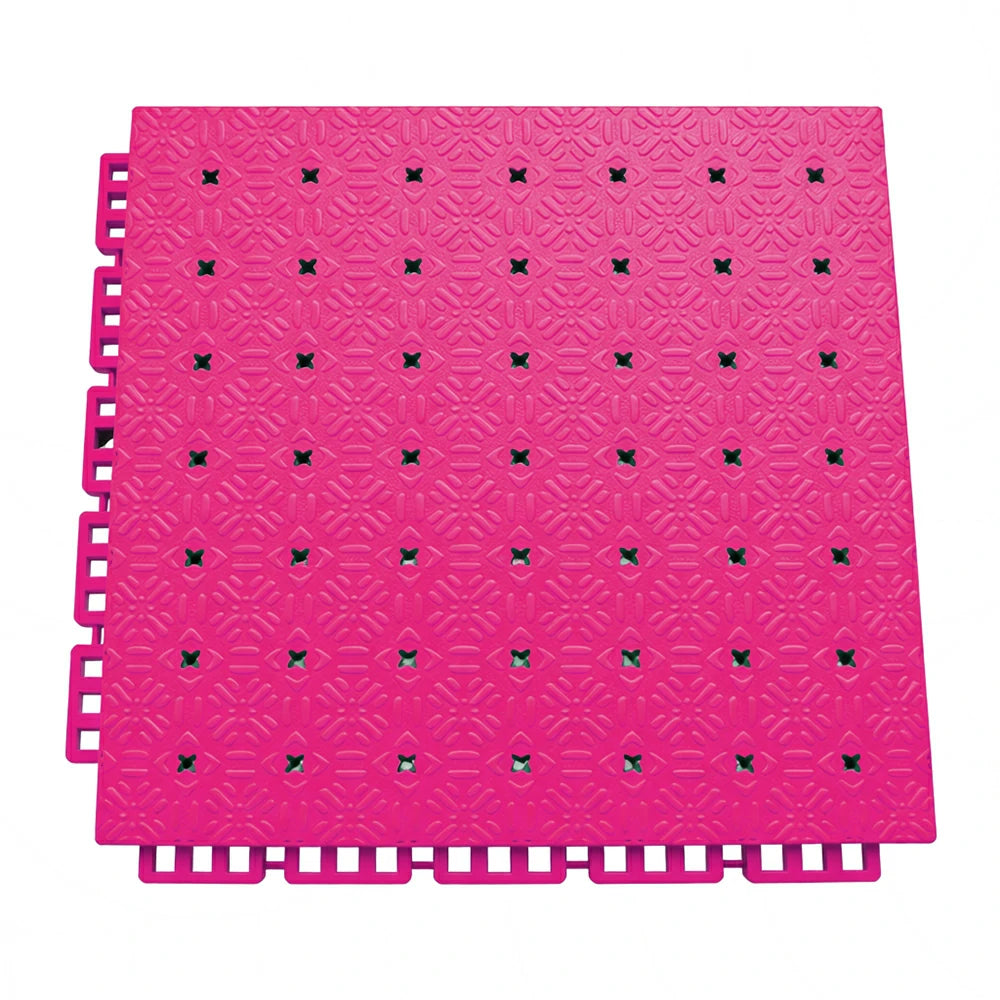 DUNK MASTER Interlocking Sports Flooring Tiles Non-Slip Drainage Court Flooring 10/20/30sqm Outdoor Basketball Court Playground Floor - Rose Red