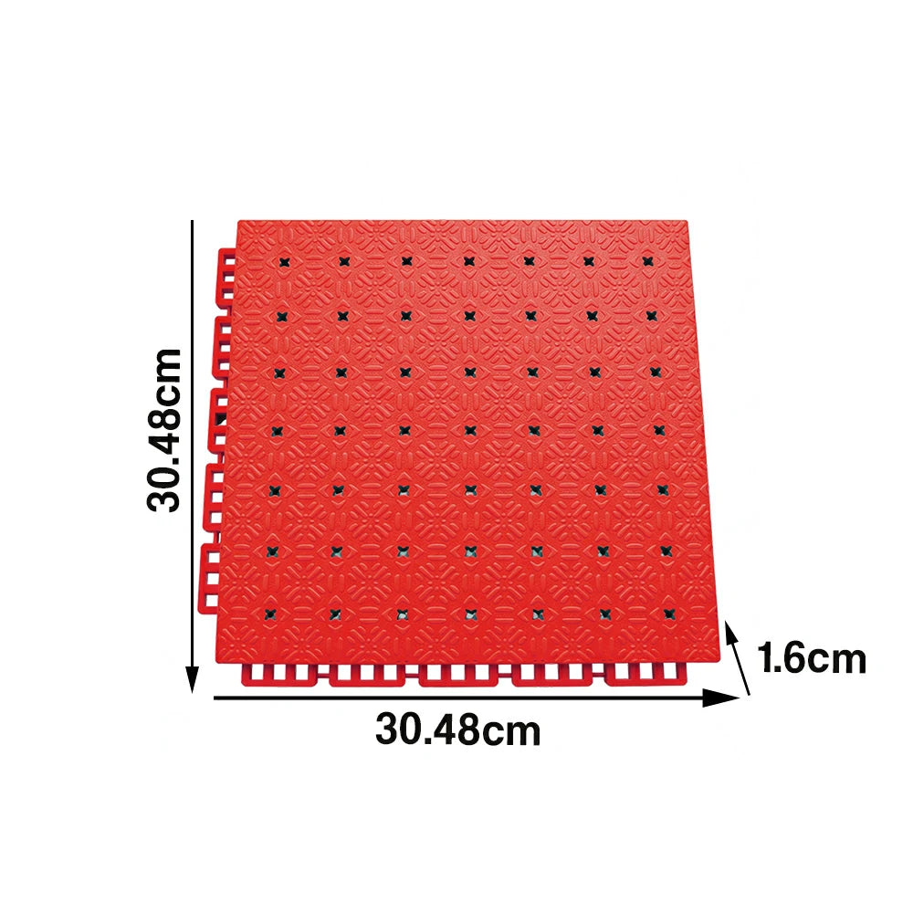 DUNK MASTER Interlocking Sports Flooring Tiles Non-Slip Drainage Court Flooring 10/20/30sqm Outdoor Basketball Court Playground Floor - Red