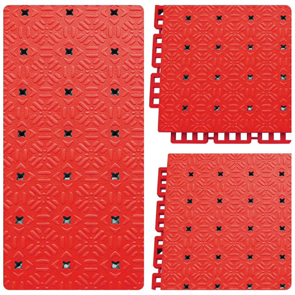 DUNK MASTER Interlocking Sports Flooring Tiles Non-Slip Drainage Court Flooring 10/20/30sqm Outdoor Basketball Court Playground Floor - Red