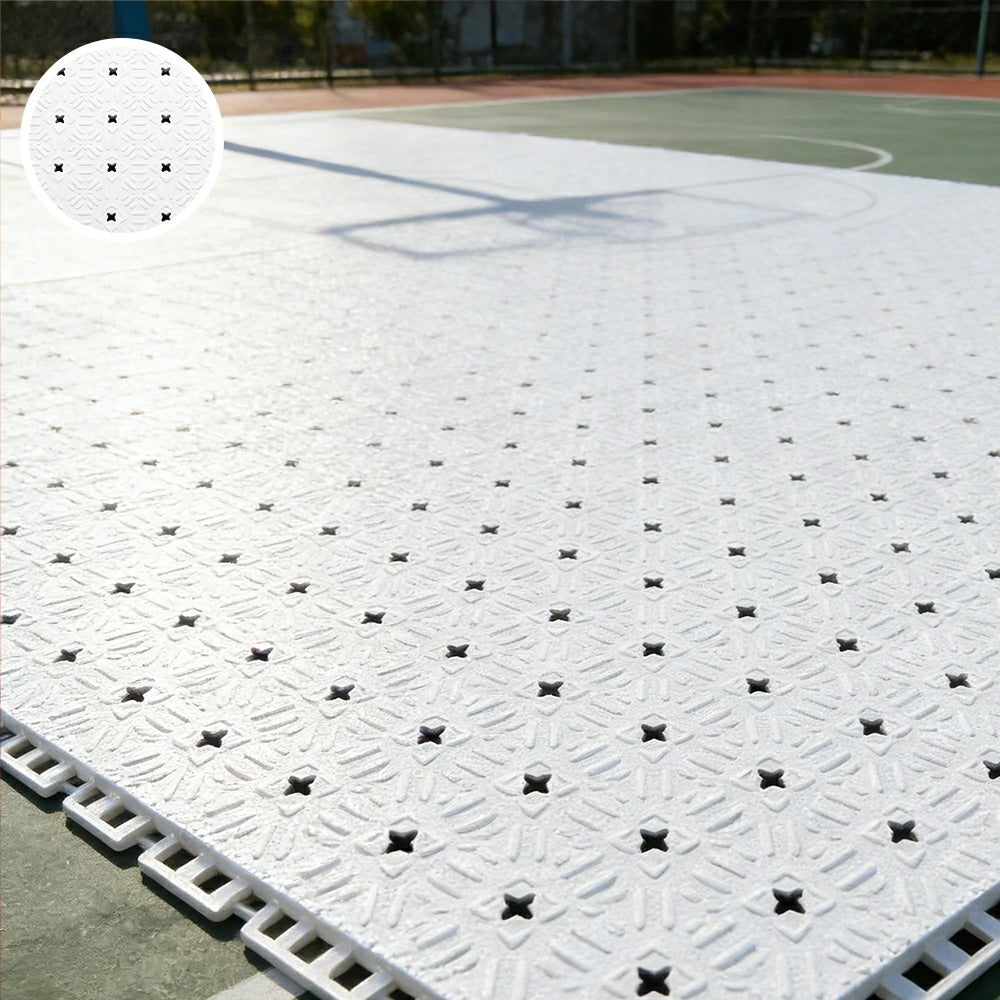 DUNK MASTER Interlocking Sports Flooring Tiles Non-Slip Drainage Court Flooring 10/20/30sqm Outdoor Basketball Court Playground Floor - White
