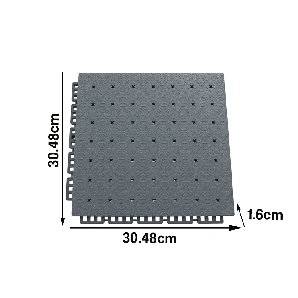 DUNK MASTER Interlocking Sports Flooring Tiles Non-Slip Drainage Court Flooring 10/20/30sqm Outdoor Basketball Court Playground Floor - Light Grey