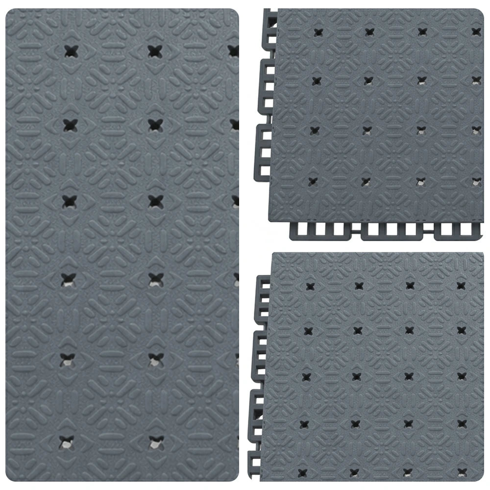 DUNK MASTER Interlocking Sports Flooring Tiles Non-Slip Drainage Court Flooring 10/20/30sqm Outdoor Basketball Court Playground Floor - Light Grey