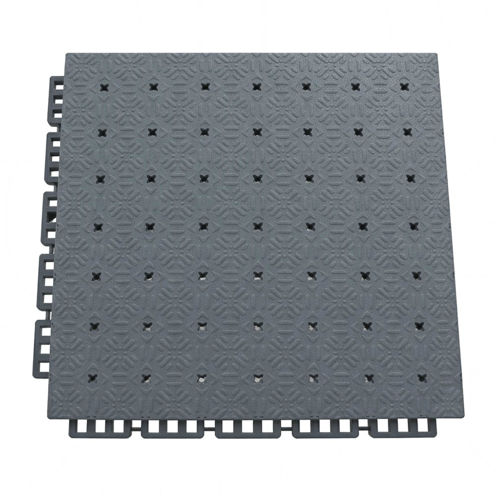 DUNK MASTER Interlocking Sports Flooring Tiles Non-Slip Drainage Court Flooring 10/20/30sqm Outdoor Basketball Court Playground Floor - Light Grey