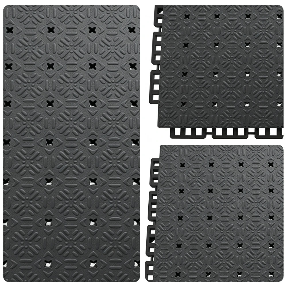DUNK MASTER Interlocking Sports Flooring Tiles Non-Slip Drainage Court Flooring 10/20/30sqm Outdoor Basketball Court Playground Floor - Dark Grey