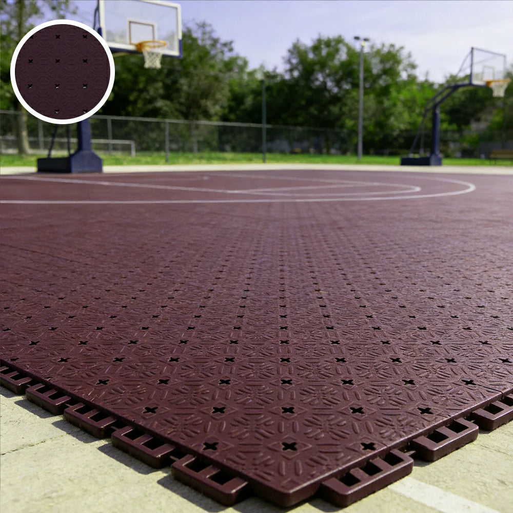 DUNK MASTER Interlocking Sports Flooring Tiles Non-Slip Drainage Court Flooring 10/20/30sqm Outdoor Basketball Court Playground Floor - Coffee