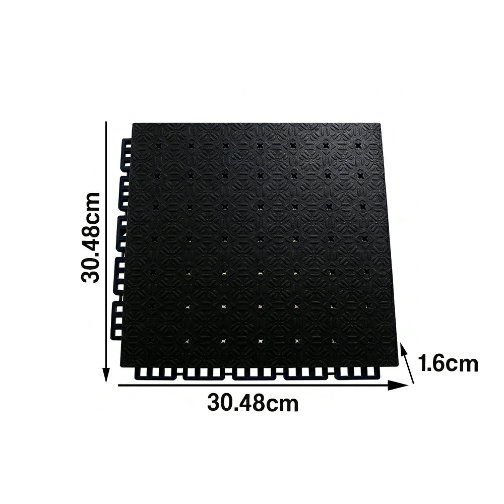 DUNK MASTER Interlocking Sports Flooring Tiles Non-Slip Drainage Court Flooring 10/20/30sqm Outdoor Basketball Court Playground Floor - Black