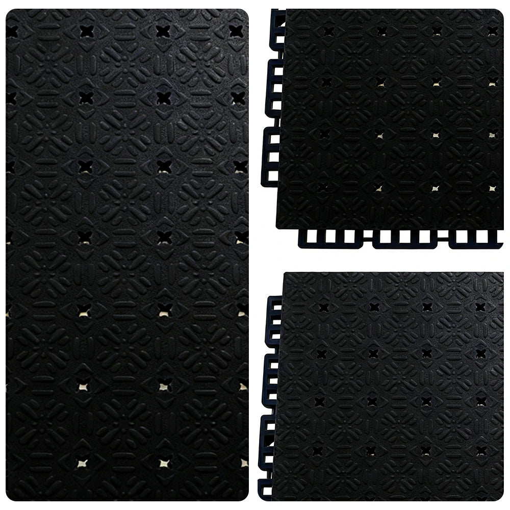 DUNK MASTER Interlocking Sports Flooring Tiles Non-Slip Drainage Court Flooring 10/20/30sqm Outdoor Basketball Court Playground Floor - Black
