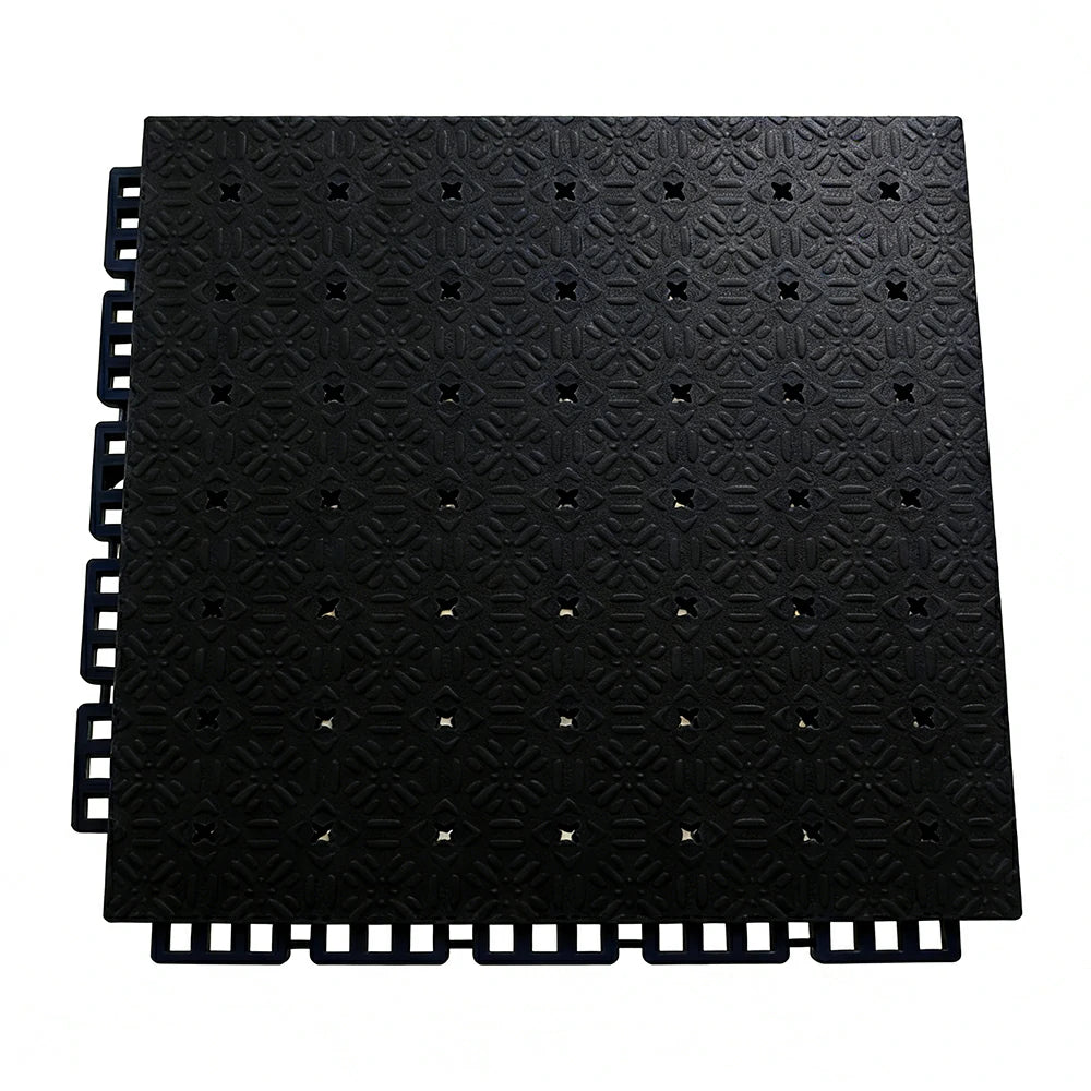 DUNK MASTER Interlocking Sports Flooring Tiles Non-Slip Drainage Court Flooring 10/20/30sqm Outdoor Basketball Court Playground Floor - Black
