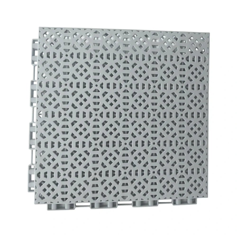 DUNK MASTER Interlocking Sports Floor Tiles - Anti-Slip Grid Pattern Court Flooring 25cm Modular Tiles for Basketball Courts 10/20/30 Square Meters - Light Grey