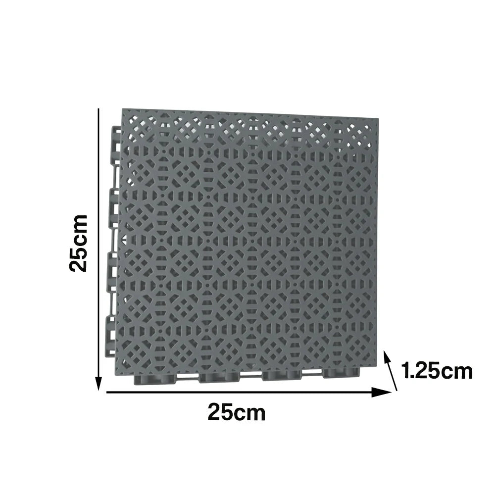 DUNK MASTER Interlocking Sports Floor Tiles - Anti-Slip Grid Pattern Court Flooring 25cm Modular Tiles for Basketball Courts 10/20/30 Square Meters - Dark Grey