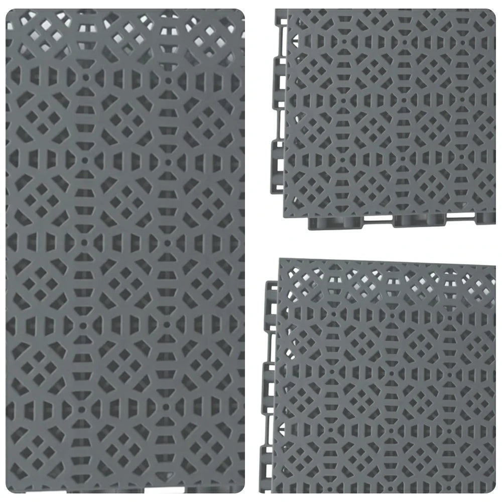DUNK MASTER Interlocking Sports Floor Tiles - Anti-Slip Grid Pattern Court Flooring 25cm Modular Tiles for Basketball Courts 10/20/30 Square Meters - Dark Grey