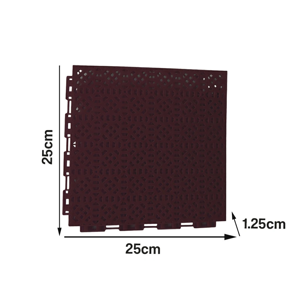 DUNK MASTER Interlocking Sports Floor Tiles - Anti-Slip Grid Pattern Court Flooring 25cm Modular Tiles for Basketball Courts 10/20/30 Square Meters - Coffee