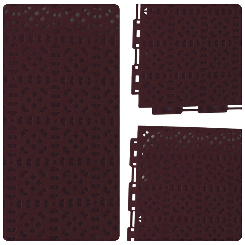 DUNK MASTER Interlocking Sports Floor Tiles - Anti-Slip Grid Pattern Court Flooring 25cm Modular Tiles for Basketball Courts 10/20/30 Square Meters - Coffee