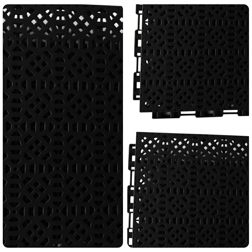 DUNK MASTER Interlocking Sports Floor Tiles - Anti-Slip Grid Pattern Court Flooring 25cm Modular Tiles for Basketball Courts 10/20/30 Square Meters - Black