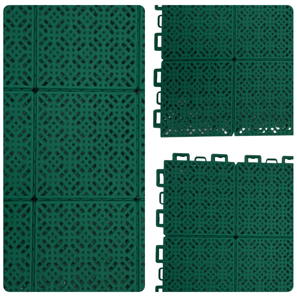 DUNK MASTER Interlocking Sports Floor Tiles - Soft Connection Anti-Slip Court Flooring 34cm Modular Tiles for Basketball Courts 10/20/30 Square Meters - Dark Green