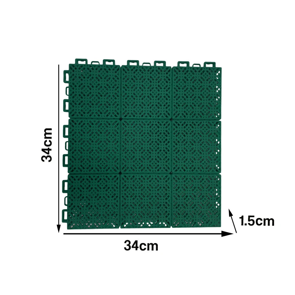 DUNK MASTER Interlocking Sports Floor Tiles - Soft Connection Anti-Slip Court Flooring 34cm Modular Tiles for Basketball Courts 10/20/30 Square Meters - Dark Green