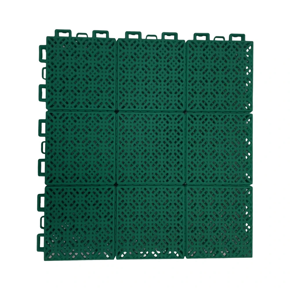 DUNK MASTER Interlocking Sports Floor Tiles - Soft Connection Anti-Slip Court Flooring 34cm Modular Tiles for Basketball Courts 10/20/30 Square Meters - Dark Green