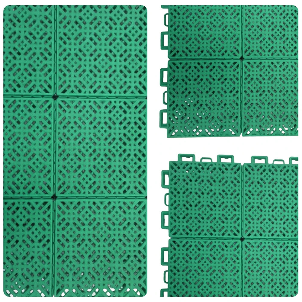 DUNK MASTER Interlocking Sports Floor Tiles - Soft Connection Anti-Slip Court Flooring 34cm Modular Tiles for Basketball Courts 10/20/30 Square Meters - Grass Green