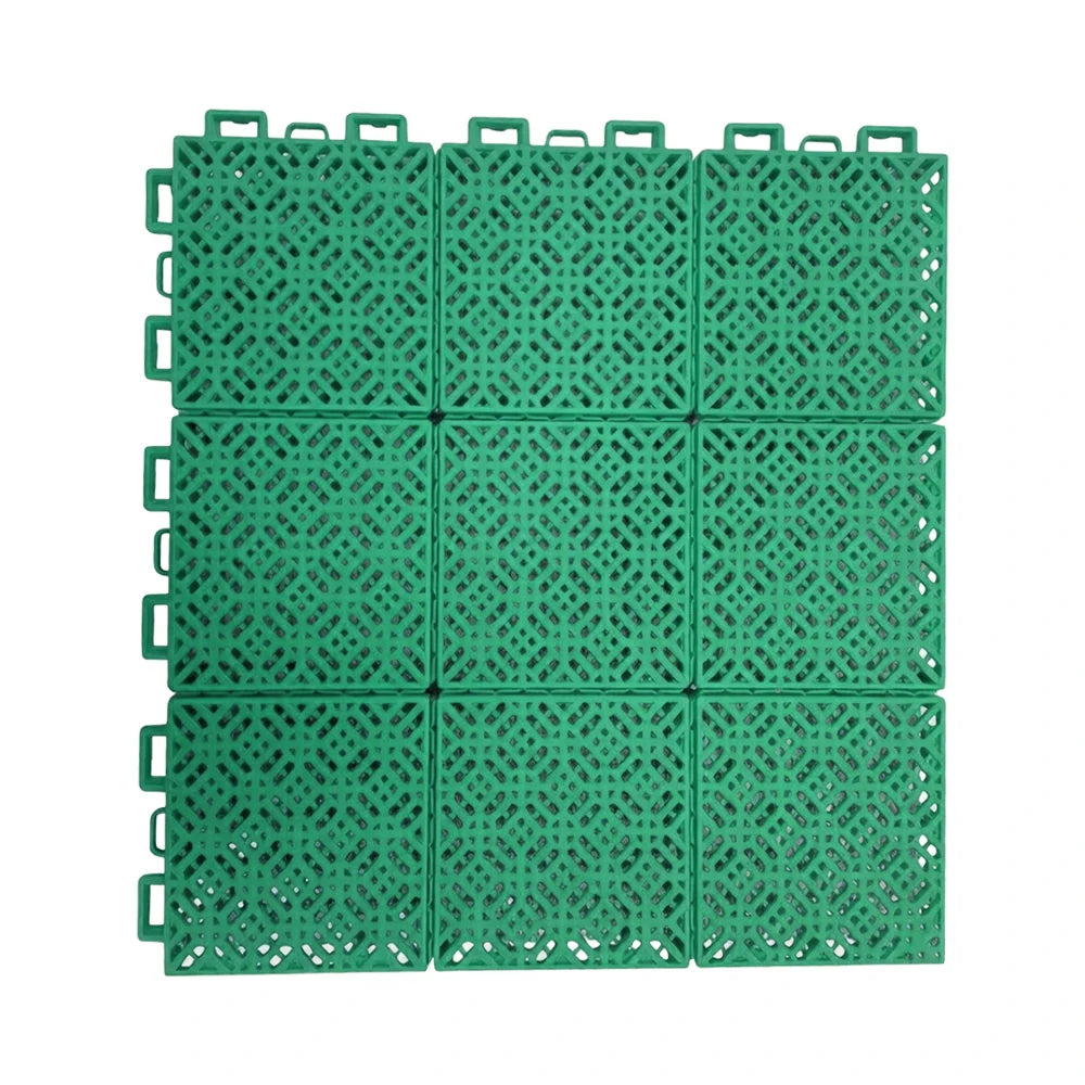 DUNK MASTER Interlocking Sports Floor Tiles - Soft Connection Anti-Slip Court Flooring 34cm Modular Tiles for Basketball Courts 10/20/30 Square Meters - Grass Green