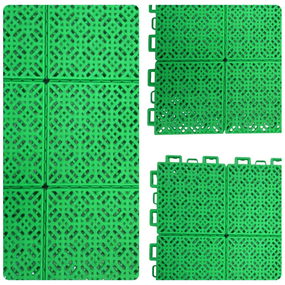 DUNK MASTER Interlocking Sports Floor Tiles - Soft Connection Anti-Slip Court Flooring 34cm Modular Tiles for Basketball Courts 10/20/30 Square Meters - Emerald Green