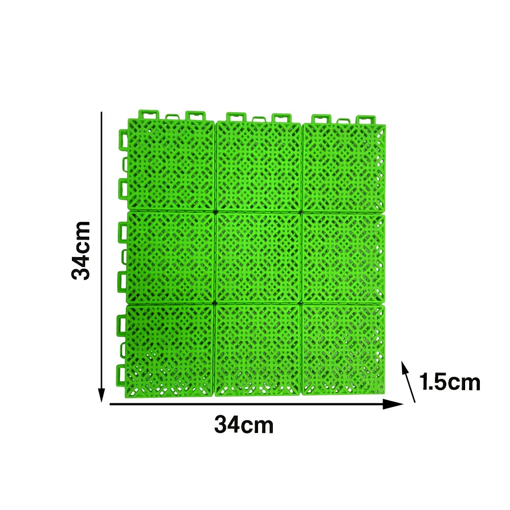 DUNK MASTER Interlocking Sports Floor Tiles - Soft Connection Anti-Slip Court Flooring 34cm Modular Tiles for Basketball Courts 10/20/30 Square Meters - Apple Green