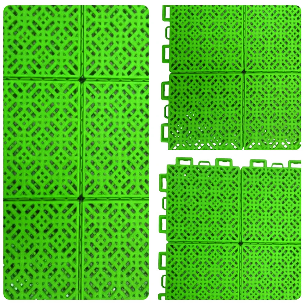 DUNK MASTER Interlocking Sports Floor Tiles - Soft Connection Anti-Slip Court Flooring 34cm Modular Tiles for Basketball Courts 10/20/30 Square Meters - Apple Green