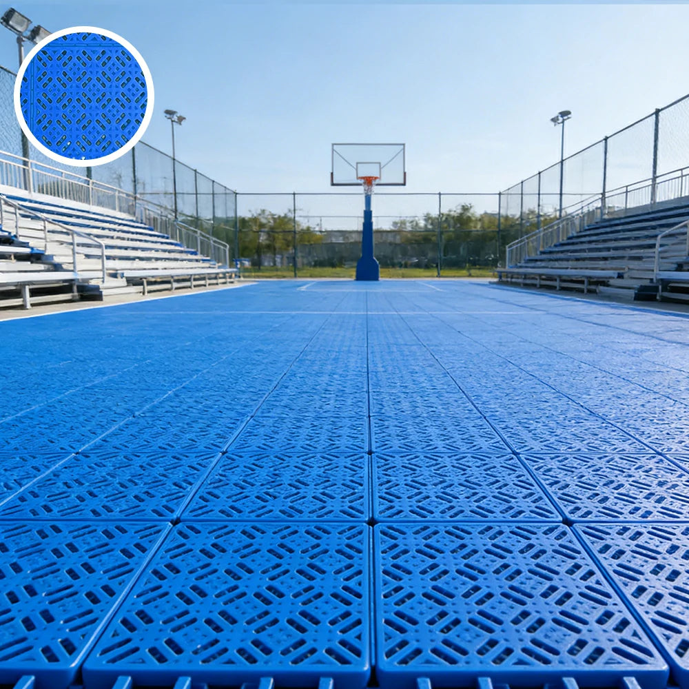 DUNK MASTER Interlocking Sports Floor Tiles - Soft Connection Anti-Slip Court Flooring 34cm Modular Tiles for Basketball Courts 10/20/30 Square Meters - Royal Blue