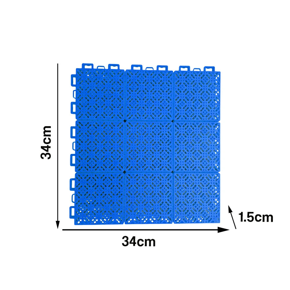 DUNK MASTER Interlocking Sports Floor Tiles - Soft Connection Anti-Slip Court Flooring 34cm Modular Tiles for Basketball Courts 10/20/30 Square Meters - Royal Blue