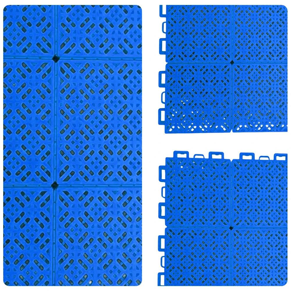 DUNK MASTER Interlocking Sports Floor Tiles - Soft Connection Anti-Slip Court Flooring 34cm Modular Tiles for Basketball Courts 10/20/30 Square Meters - Royal Blue