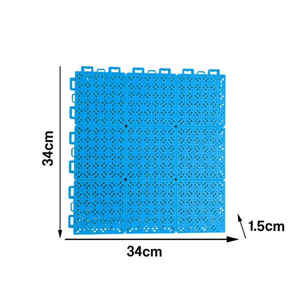 DUNK MASTER Interlocking Sports Floor Tiles - Soft Connection Anti-Slip Court Flooring 34cm Modular Tiles for Basketball Courts 10/20/30 Square Meters - Blue