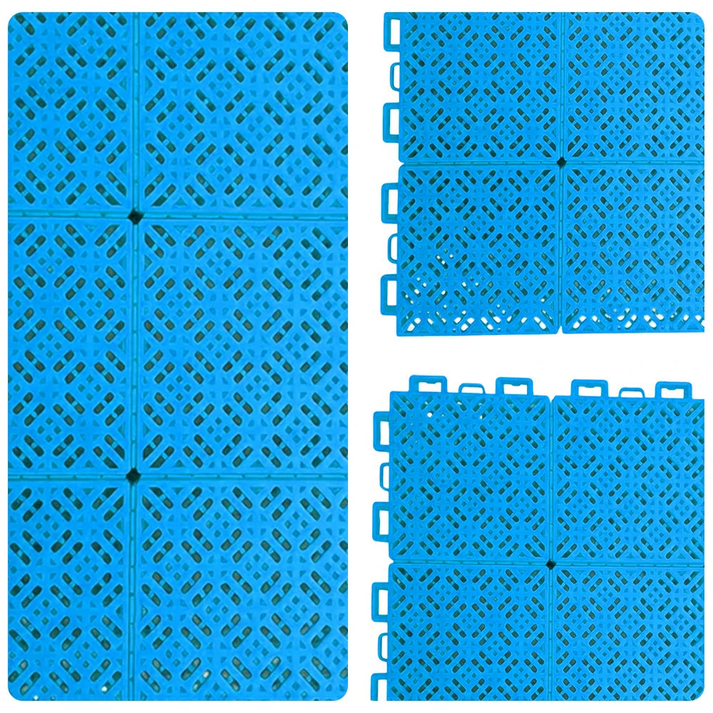 DUNK MASTER Interlocking Sports Floor Tiles - Soft Connection Anti-Slip Court Flooring 34cm Modular Tiles for Basketball Courts 10/20/30 Square Meters - Blue