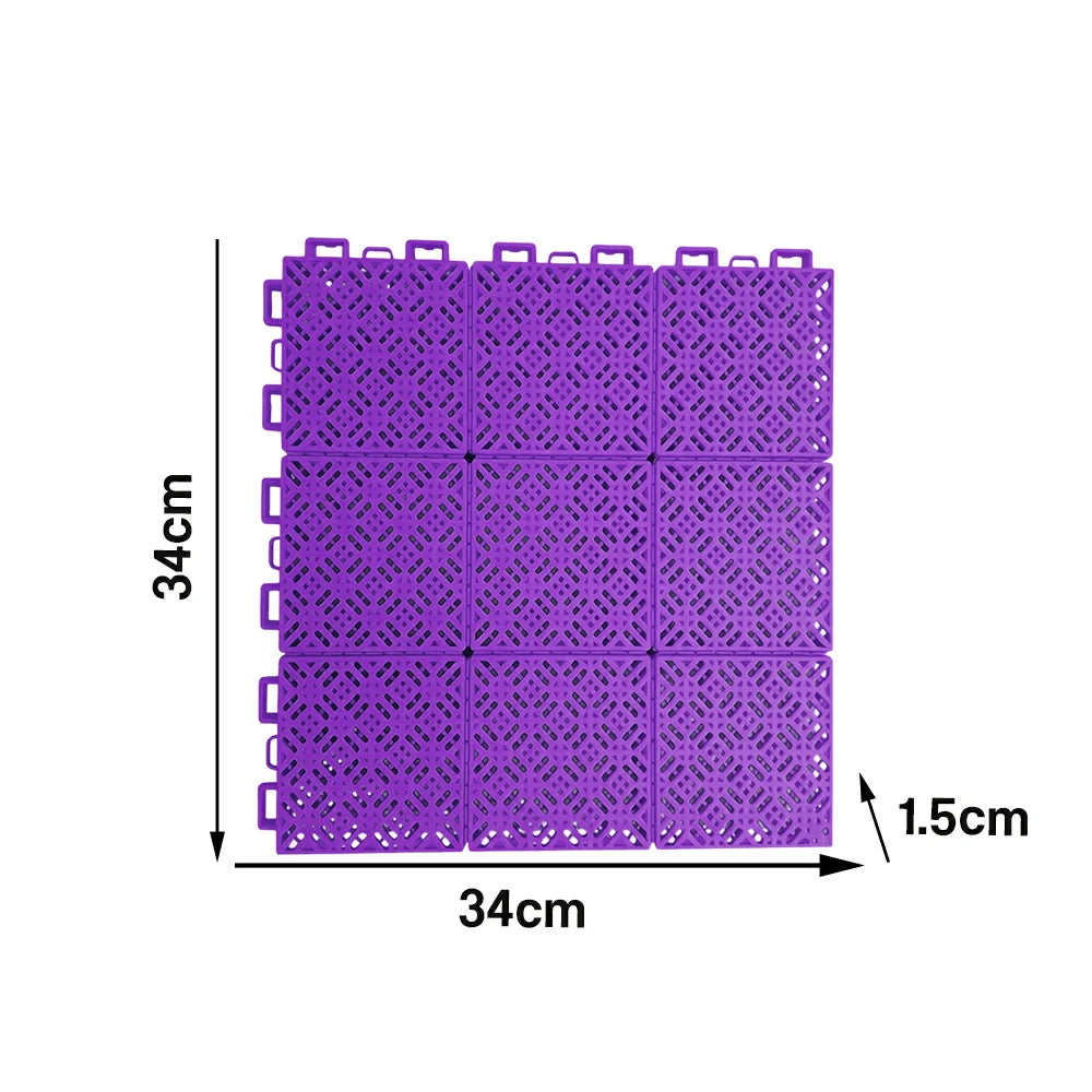 DUNK MASTER Interlocking Sports Floor Tiles - Soft Connection Anti-Slip Court Flooring 34cm Modular Tiles for Basketball Courts 10/20/30 Square Meters - Purple
