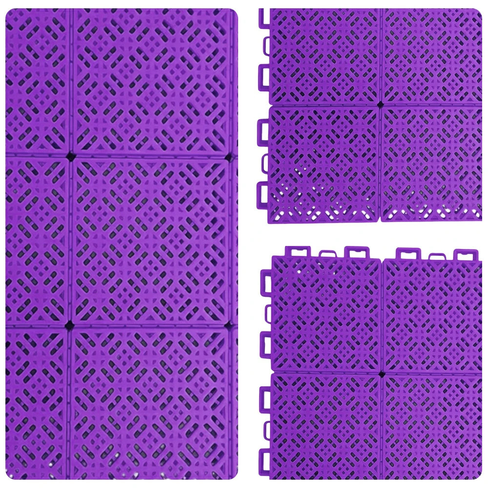 DUNK MASTER Interlocking Sports Floor Tiles - Soft Connection Anti-Slip Court Flooring 34cm Modular Tiles for Basketball Courts 10/20/30 Square Meters - Purple