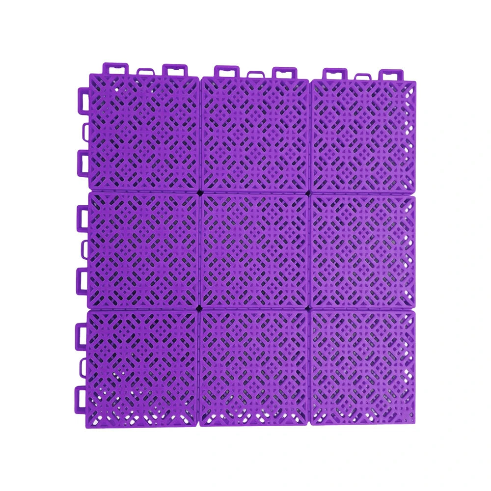 DUNK MASTER Interlocking Sports Floor Tiles - Soft Connection Anti-Slip Court Flooring 34cm Modular Tiles for Basketball Courts 10/20/30 Square Meters - Purple