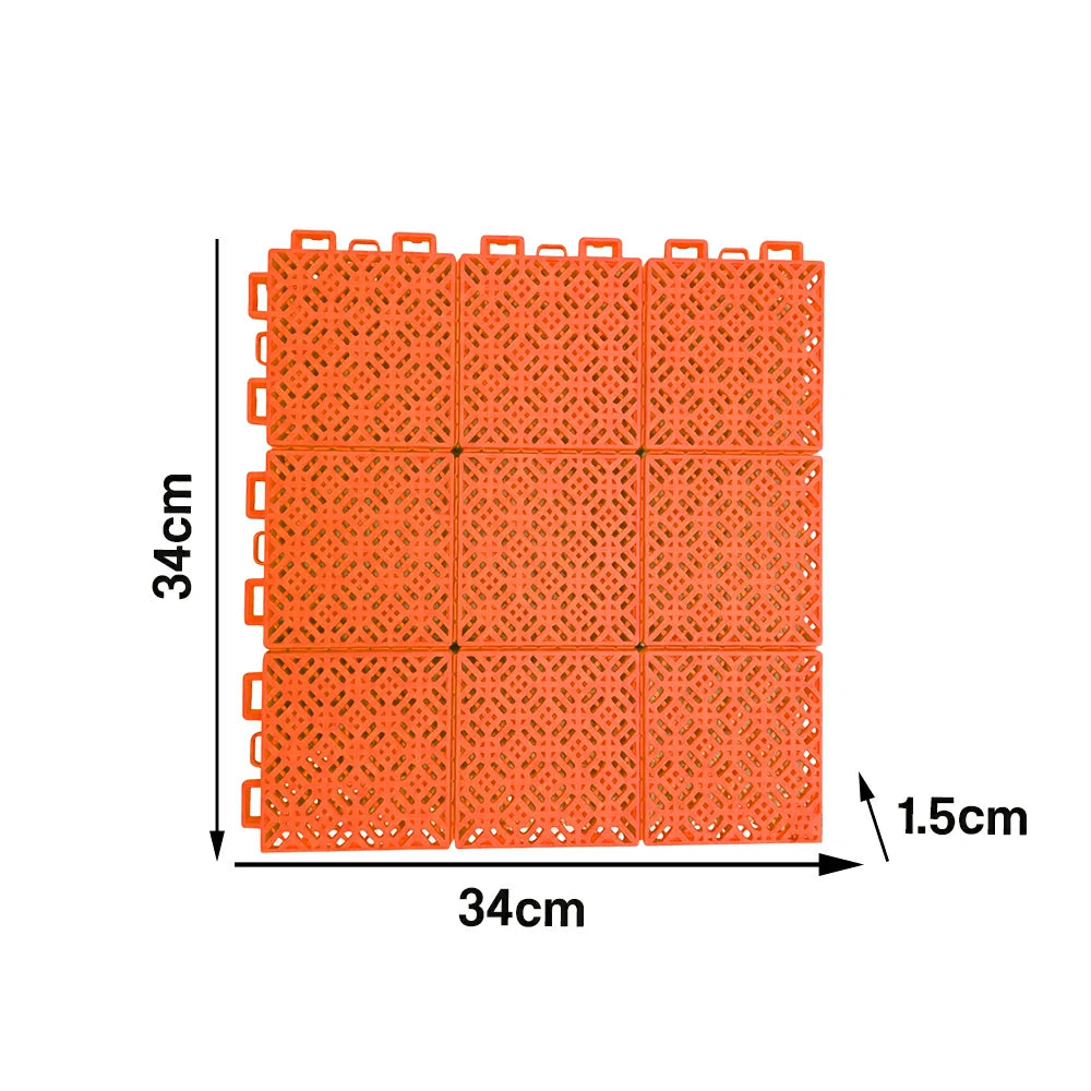 DUNK MASTER Interlocking Sports Floor Tiles - Soft Connection Anti-Slip Court Flooring 34cm Modular Tiles for Basketball Courts 10/20/30 Square Meters - Orange