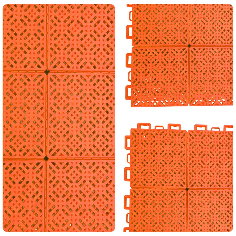 DUNK MASTER Interlocking Sports Floor Tiles - Soft Connection Anti-Slip Court Flooring 34cm Modular Tiles for Basketball Courts 10/20/30 Square Meters - Orange