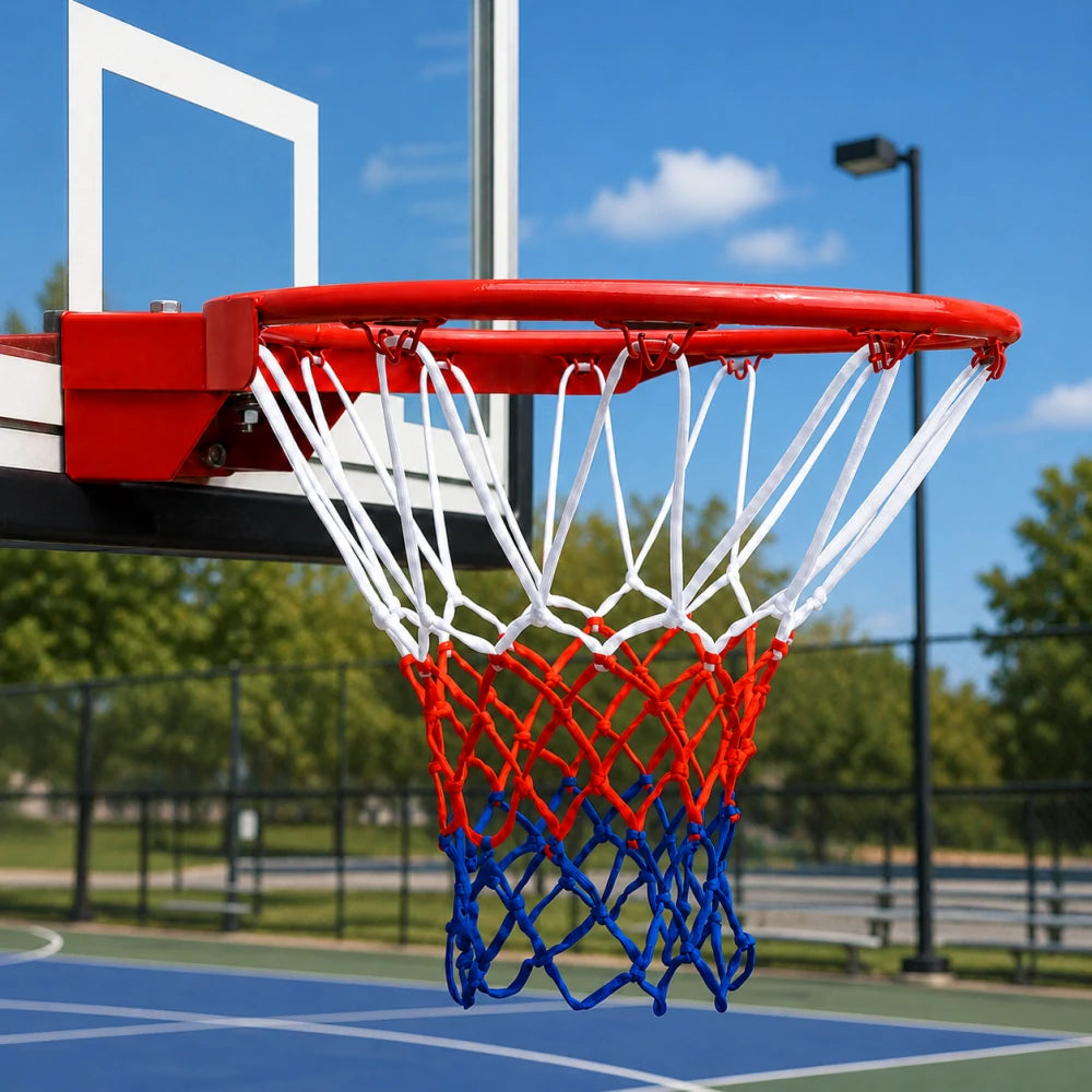 DUNK MASTER Universal 45cm Basketball Rim with Weatherproof Nylon Net and Spring-Loaded Durable Steel Hoop