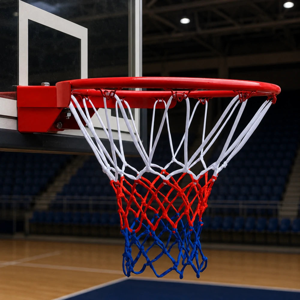 DUNK MASTER Universal 45cm Basketball Rim with Weatherproof Nylon Net and Spring-Loaded Durable Steel Hoop
