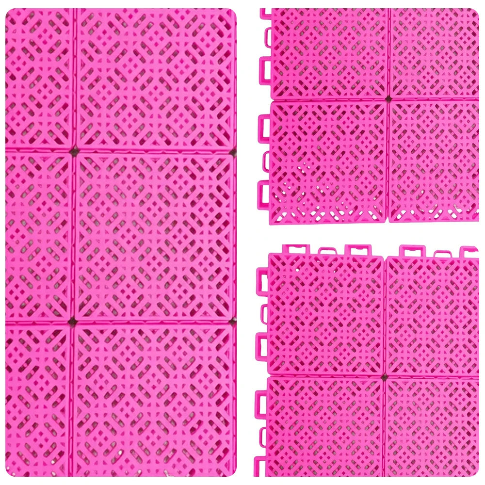 DUNK MASTER Interlocking Sports Floor Tiles - Soft Connection Anti-Slip Court Flooring 34cm Modular Tiles for Basketball Courts 10/20/30 Square Meters - Pink