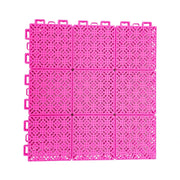 DUNK MASTER Interlocking Sports Floor Tiles - Soft Connection Anti-Slip Court Flooring 34cm Modular Tiles for Basketball Courts 10/20/30 Square Meters - Pink