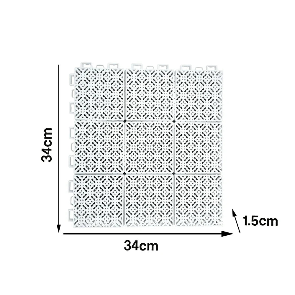 DUNK MASTER Interlocking Sports Floor Tiles - Soft Connection Anti-Slip Court Flooring 34cm Modular Tiles for Basketball Courts 10/20/30 Square Meters - White