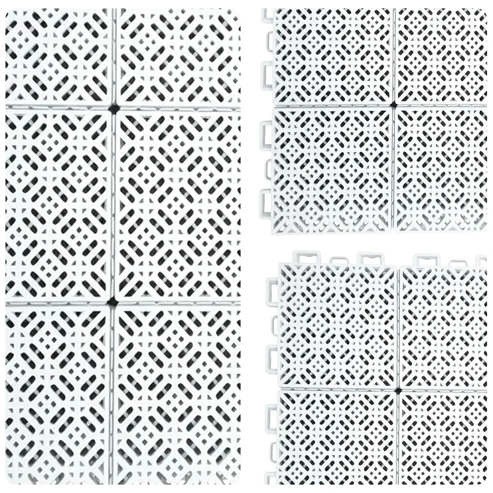 DUNK MASTER Interlocking Sports Floor Tiles - Soft Connection Anti-Slip Court Flooring 34cm Modular Tiles for Basketball Courts 10/20/30 Square Meters - White