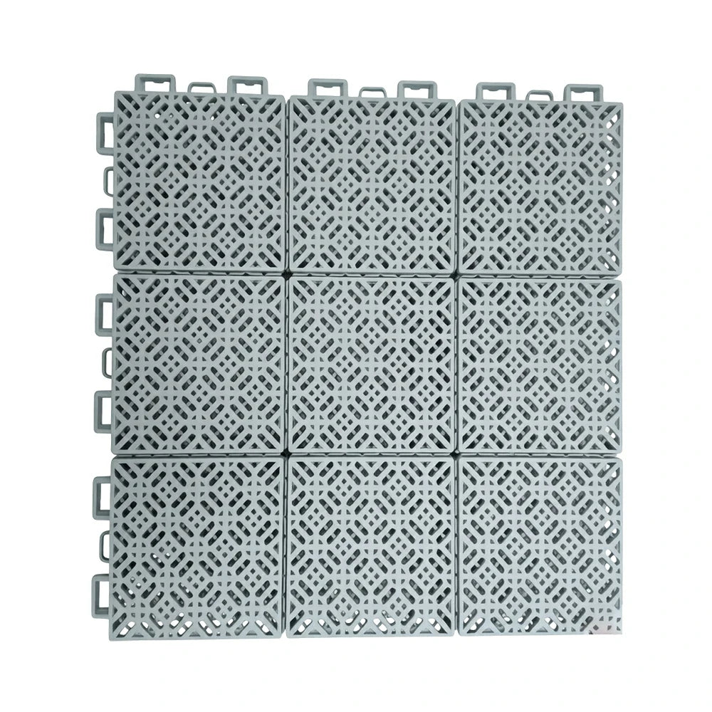 DUNK MASTER Interlocking Sports Floor Tiles - Soft Connection Anti-Slip Court Flooring 34cm Modular Tiles for Basketball Courts 10/20/30 Square Meters - Light Grey