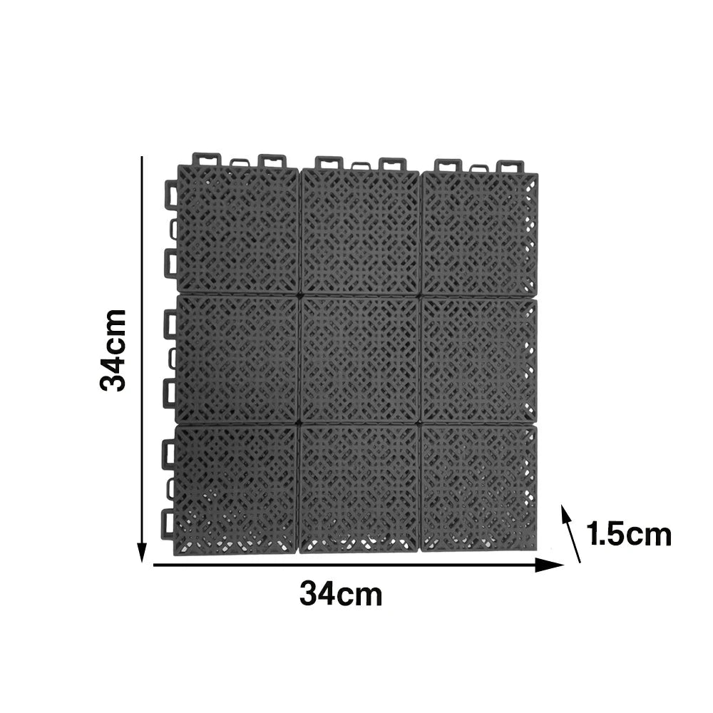 DUNK MASTER Interlocking Sports Floor Tiles - Soft Connection Anti-Slip Court Flooring 34cm Modular Tiles for Basketball Courts 10/20/30 Square Meters - Dark Grey