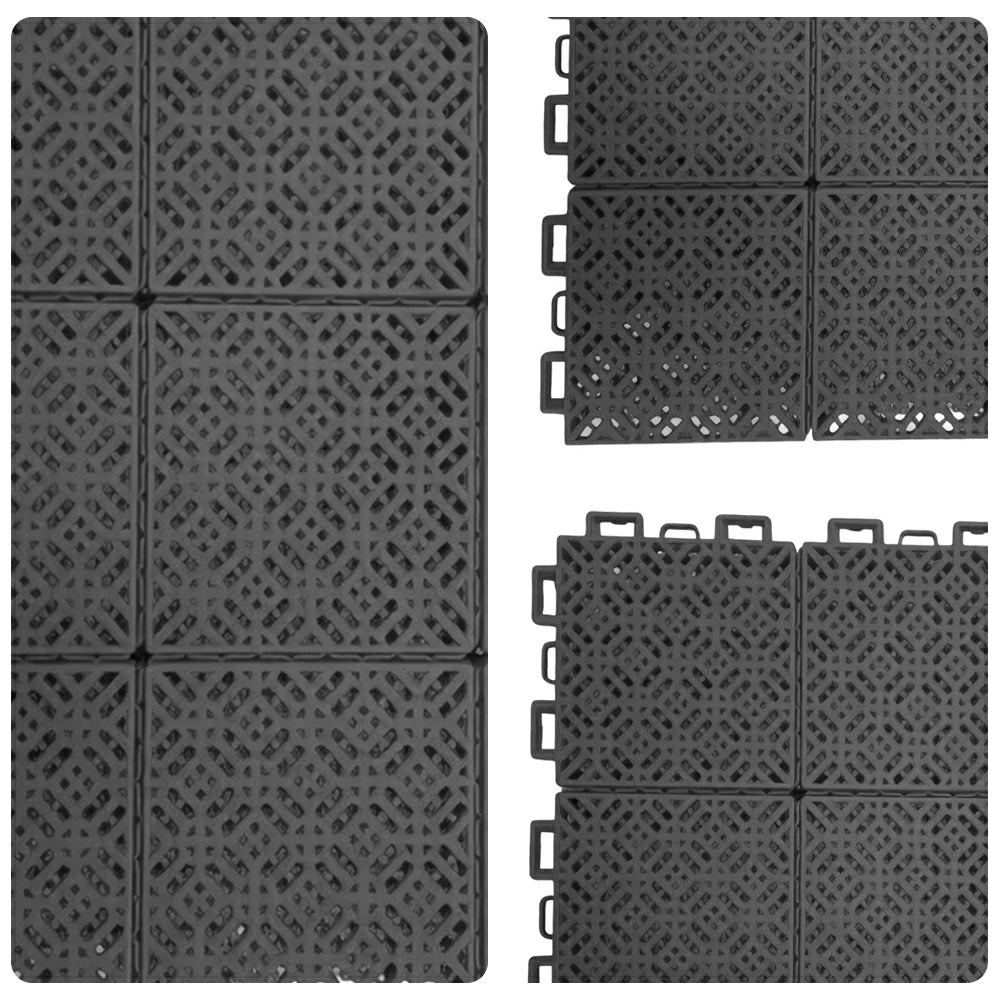 DUNK MASTER Interlocking Sports Floor Tiles - Soft Connection Anti-Slip Court Flooring 34cm Modular Tiles for Basketball Courts 10/20/30 Square Meters - Dark Grey