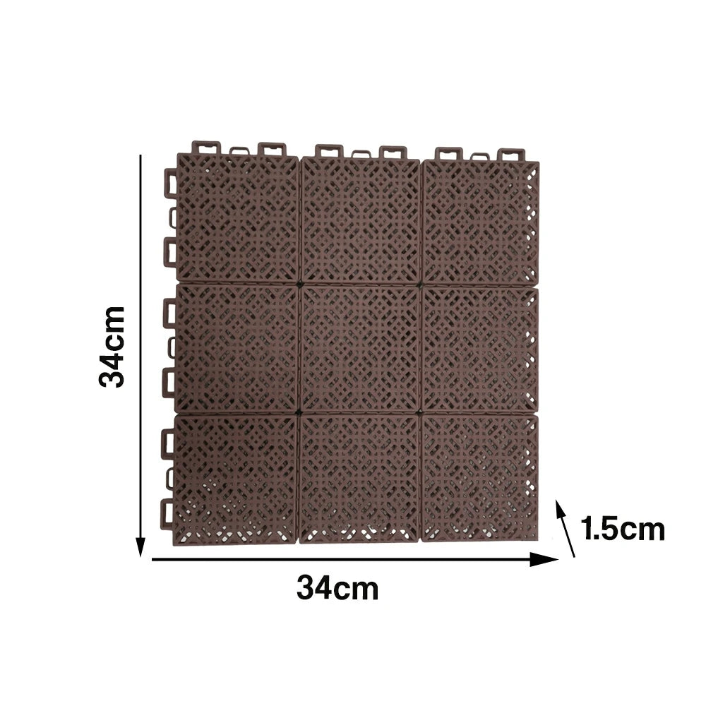 DUNK MASTER Interlocking Sports Floor Tiles - Soft Connection Anti-Slip Court Flooring 34cm Modular Tiles for Basketball Courts 10/20/30 Square Meters - Coffee
