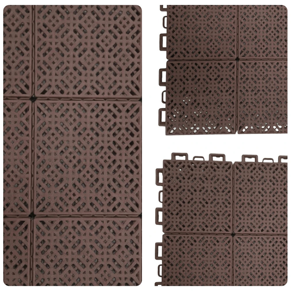 DUNK MASTER Interlocking Sports Floor Tiles - Soft Connection Anti-Slip Court Flooring 34cm Modular Tiles for Basketball Courts 10/20/30 Square Meters - Coffee