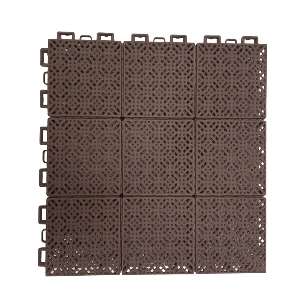 DUNK MASTER Interlocking Sports Floor Tiles - Soft Connection Anti-Slip Court Flooring 34cm Modular Tiles for Basketball Courts 10/20/30 Square Meters - Coffee